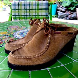 LAUREN by RL VTG “MINDI” TAN SUEDE heeled MULES